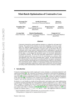 Mini-Batch Optimization of Contrastive Loss