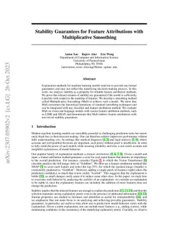 Stability Guarantees for Feature Attributions with Multiplicative
  Smoothing
