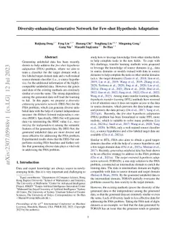 Diversity-enhancing Generative Network for Few-shot Hypothesis
  Adaptation