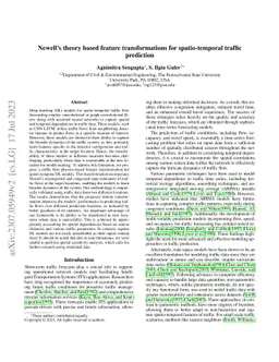 Newell's theory based feature transformations for spatio-temporal
  traffic prediction