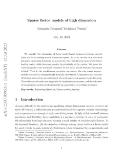 Sparse factor models of high dimension