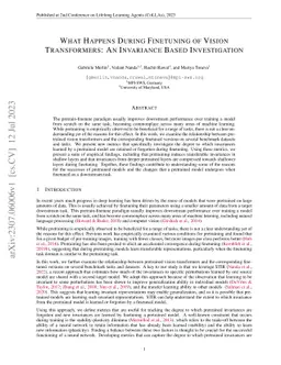 What Happens During Finetuning of Vision Transformers: An Invariance
  Based Investigation