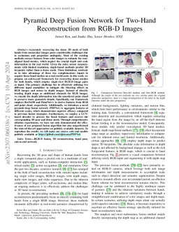 Pyramid Deep Fusion Network for Two-Hand Reconstruction from RGB-D
  Images