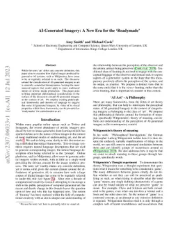 AI-Generated Imagery: A New Era for the `Readymade'