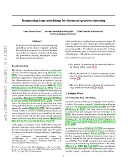 Interpreting deep embeddings for disease progression clustering
