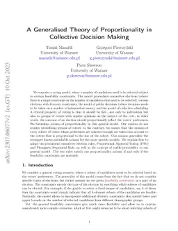 A Generalised Theory of Proportionality in Collective Decision Making