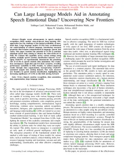Can Large Language Models Aid in Annotating Speech Emotional Data?
  Uncovering New Frontiers