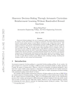 Maneuver Decision-Making Through Automatic Curriculum Reinforcement
  Learning Without Handcrafted Reward functions