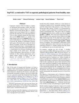 SepVAE: a contrastive VAE to separate pathological patterns from healthy
  ones