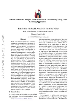 Ashaar: Automatic Analysis and Generation of Arabic Poetry Using Deep
  Learning Approaches