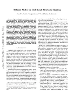 Diffusion Models for Multi-target Adversarial Tracking