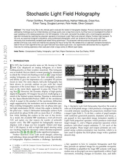 Stochastic Light Field Holography
