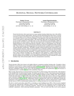 Rational Neural Network Controllers