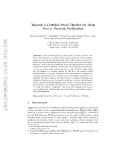 Towards a Certified Proof Checker for Deep Neural Network Verification