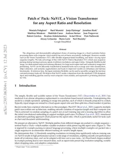 Patch n' Pack: NaViT, a Vision Transformer for any Aspect Ratio and
  Resolution