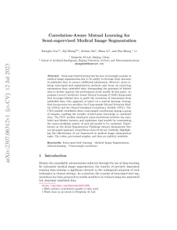 Correlation-Aware Mutual Learning for Semi-supervised Medical Image
  Segmentation