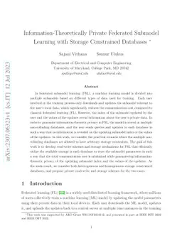 Information-Theoretically Private Federated Submodel Learning with
  Storage Constrained Databases