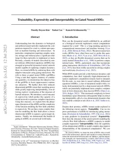 Trainability, Expressivity and Interpretability in Gated Neural ODEs