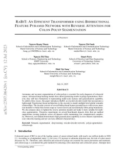 RaBiT: An Efficient Transformer using Bidirectional Feature Pyramid
  Network with Reverse Attention for Colon Polyp Segmentation