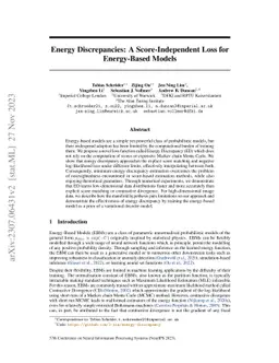 Energy Discrepancies: A Score-Independent Loss for Energy-Based Models