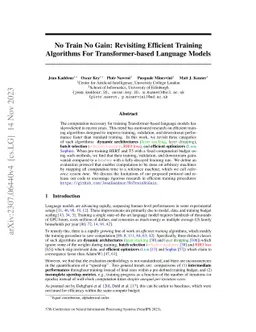 No Train No Gain: Revisiting Efficient Training Algorithms For
  Transformer-based Language Models