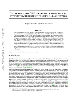 On the ability of CNNs to extract color invariant intensity based
  features for image classification