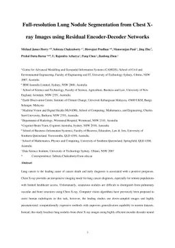 Full-resolution Lung Nodule Segmentation from Chest X-ray Images using
  Residual Encoder-Decoder Networks