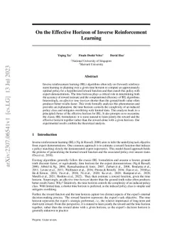 On the Effective Horizon of Inverse Reinforcement Learning