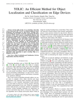 YOLIC: An Efficient Method for Object Localization and Classification on
  Edge Devices