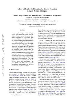 Intent-calibrated Self-training for Answer Selection in Open-domain
  Dialogues