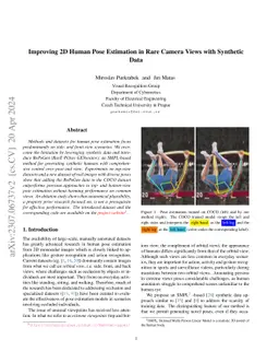 Improving 2D Human Pose Estimation in Rare Camera Views with Synthetic
  Data