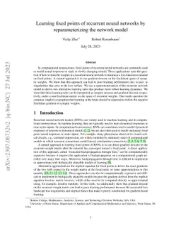 Learning fixed points of recurrent neural networks by reparameterizing
  the network model