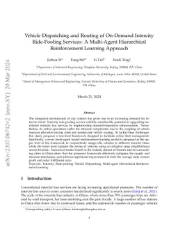 Vehicle Dispatching and Routing of On-Demand Intercity Ride-Pooling
  Services: A Multi-Agent Hierarchical Reinforcement Learning Approach