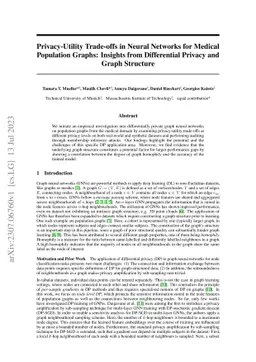 Privacy-Utility Trade-offs in Neural Networks for Medical Population
  Graphs: Insights from Differential Privacy and Graph Structure