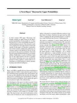 A Novel Bayes' Theorem for Upper Probabilities