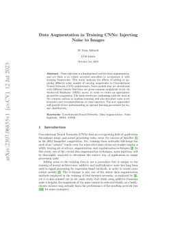 Data Augmentation in Training CNNs: Injecting Noise to Images