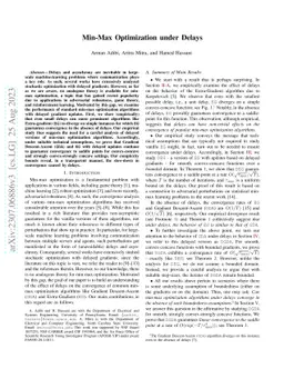 Min-Max Optimization under Delays