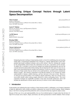 Uncovering Unique Concept Vectors through Latent Space Decomposition