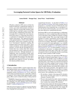 Leveraging Factored Action Spaces for Off-Policy Evaluation