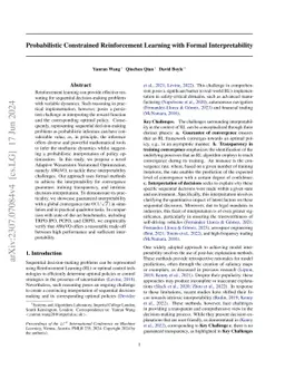 Probabilistic Constrained Reinforcement Learning with Formal
  Interpretability