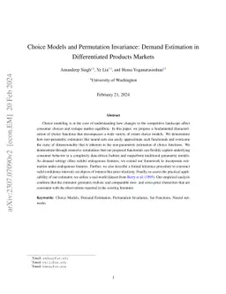 Choice Models and Permutation Invariance: Demand Estimation in
  Differentiated Products Markets