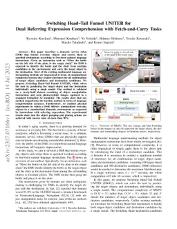 Switching Head-Tail Funnel UNITER for Dual Referring Expression
  Comprehension with Fetch-and-Carry Tasks