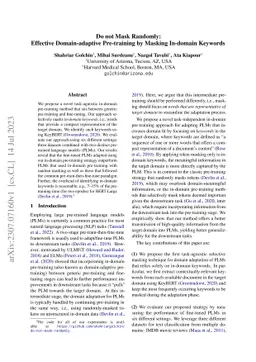 Do not Mask Randomly: Effective Domain-adaptive Pre-training by Masking
  In-domain Keywords