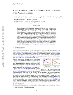 SafeDreamer: Safe Reinforcement Learning with World Models