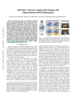 SDF-Pack: Towards Compact Bin Packing with Signed-Distance-Field
  Minimization