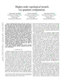 Higher-order topological kernels via quantum computation