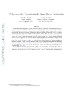 Performance of $\ell_1$ Regularization for Sparse Convex Optimization
