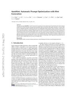 AutoHint: Automatic Prompt Optimization with Hint Generation