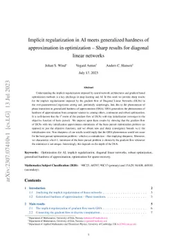 Implicit regularization in AI meets generalized hardness of
  approximation in optimization -- Sharp results for diagonal linear networks