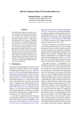 HuCurl: Human-induced Curriculum Discovery